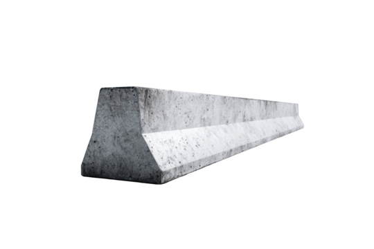 Concrete barrier angled, protective and sturdy against impact with grey color