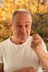 gesture fig, Angry Aggressive Stressed senior man, visual person experiencing intense frustration,...