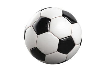 Fototapeta premium Soccer ball with black & white pentagons on a black background