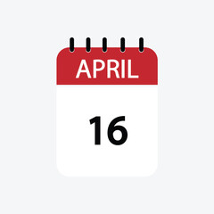 16 april calendar april calendar vector illustration