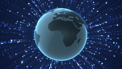 Glowing Particles Emerging from Behind Planet Earth