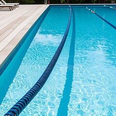 Lanes of a modern swimming pool with clear water and dividers