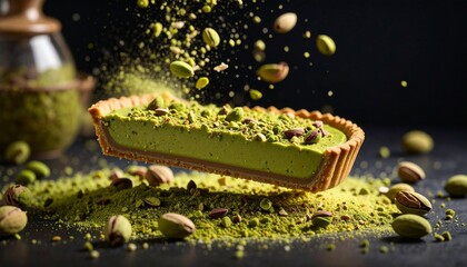 Floating Pistachio Tart Dessert Photography