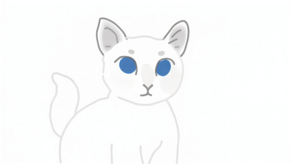Graceful Ragdoll Cat Sketch &ndash; Minimalist Monochrome Portrait with Blue Eyes.