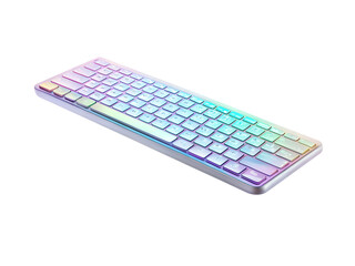 Wireless rgb keyboard isolated on transparent background is a modern electronic device for computer input and gaming with colorful spectrum lighting