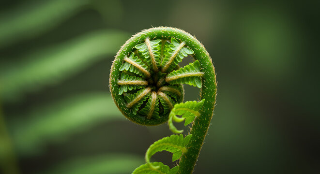 Fern Frond Unfurling in Fiddlehead Stage