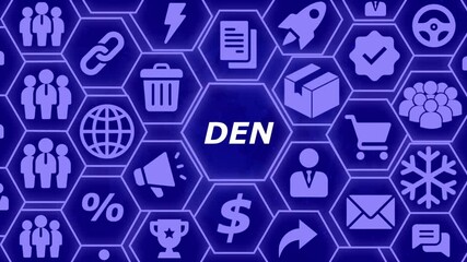 Digital Network Business Icons Hexagon Pattern Blue Background Corporate Technology Concept video - Powered by Adobe