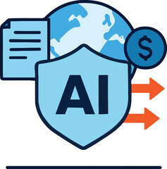 AI protecting global business transactions Illustration