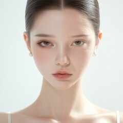 Obraz premium Stunning side-by-side portrait of beauty, showcasing makeup and natural aging process