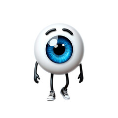 High quality png 3d illustration of cartoon eye character with sneakers isolated on transparent background, a funny and cute illustration transparent background