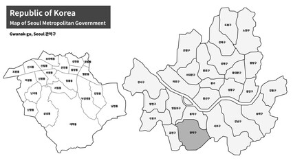 Seoul Gwanak-gu Map - Administrative Districts and Neighborhoods of Gwanak District, South Korea