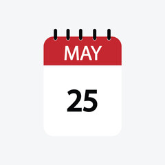 Fototapeta premium 25 may calendar may calendar vector illustration
