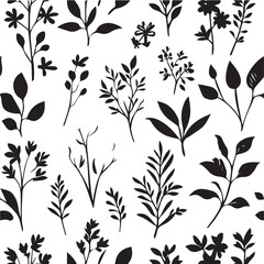 Delicate Hand-Drawn Wild Botanical Plant Pattern