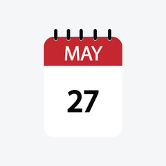 27 may calendar may calendar vector illustration