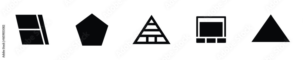 Poster five geometric shapes abstract design elements vector