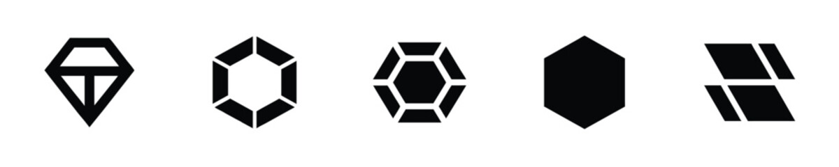 Five geometric abstract shapes graphic