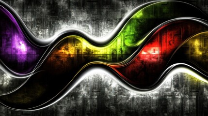 Vibrant wavy lines with a textured background, offering a striking and energetic abstract design