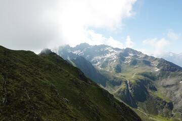 Fototapeta premium Panorama opening from Hochzeiger mountain, Pitztal valley, Austria