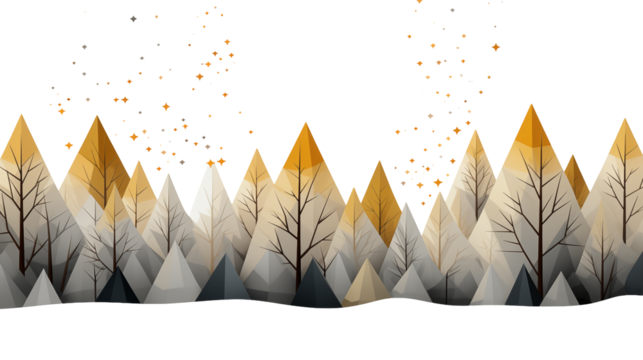 Captivating abstract forest scene with golden stars and minimalist trees for a modern aesthetic