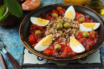 A traditional dish of Tunisian cuisine - Mechouia salad	
