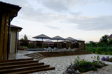 Pool on the terrace with a view of nature