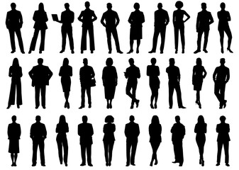 set of business people set silhouette. Business people standing on isolated background. 