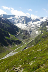The view of Pitztal glacier from Fuldaweg, Pitztal valley, Austria