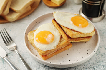 A croque madame sandwich, traditional dish of French cuisine