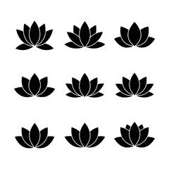 Elegant Lotus Flower Silhouettes Symbolizing Purity, Enlightenment, and Spiritual Awakening in a Minimalist and Serene Aesthetic Design Collection