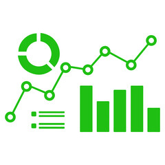 Green data chart isolated on transparent background