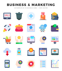 Set of Flat Business & Marketing Icons. Flat art icon. Vector illustration