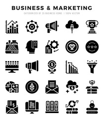 Set of Business & Marketing Icons. Simple line art style icons pack.