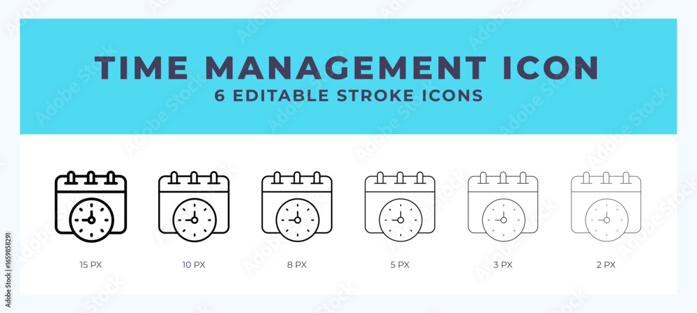 Poster time management line icon with different stroke. vector illustration.