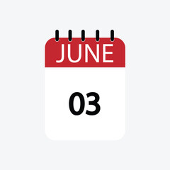 3 june calendar june calendar vector illustration