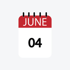 4 june calendar june calendar vector illustration