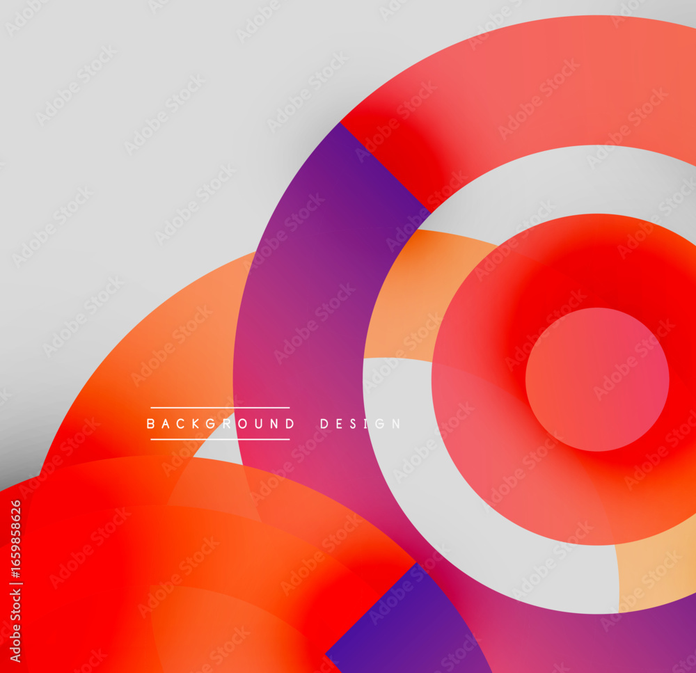 Aufkleber abstract design features overlapping circles, vibrant colors. gradient shades create dynamic visual 