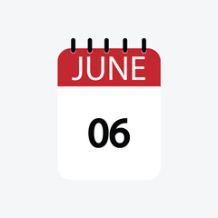 6 june calendar june calendar vector illustration