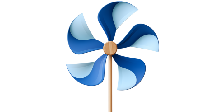 Vibrant blue pinwheel spins with playful energy, perfect for summer fun and outdoor activities