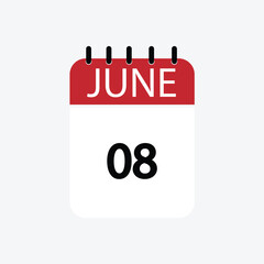 8 june calendar june calendar vector illustration
