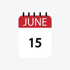 Fototapeta premium 15 june calendar june calendar vector illustration