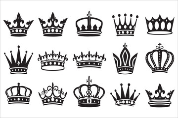 Collection of elegant royal crown designs silhouette