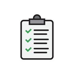 Document checklist icon and tick sign vector design template