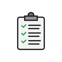 Document checklist icon and tick sign vector design template