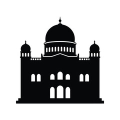 Historic synagogue building silhouette with grand dome and architectural details vector