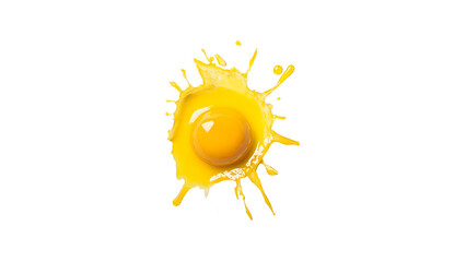 Bright yellow egg yolk splash with white fluid elements in motion isolate