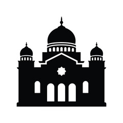 Ornate synagogue building silhouette iconic religious architecture sacred place worship vector