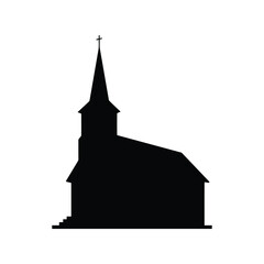 Fototapeta premium Silhouette of a traditional church building with a steeple and cross religious landmark vector