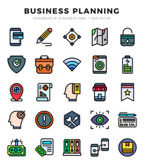 Set of Business Planning icons in Lineal Color style. Lineal Color Icons symbol collection.