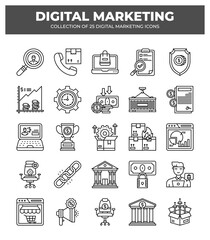 Collection of 25 Digital Marketing Icons: Boost Your Business Online