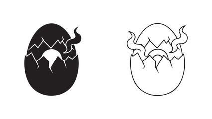 Obraz premium Cracked egg with smoke and shell fragments